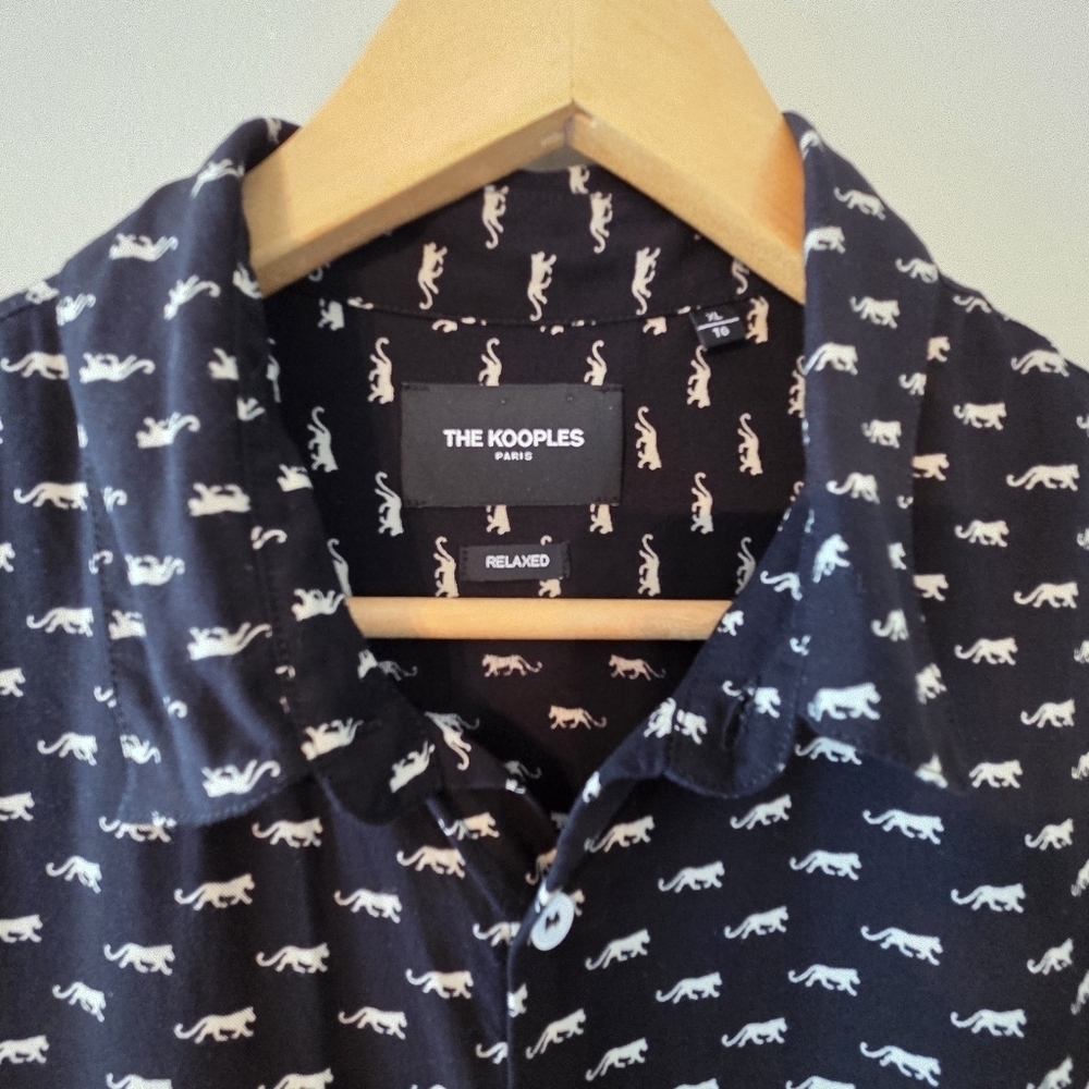 The Kooples Paris Jaguar Print Boho Unisex Long Sleeve Lightweight Shirt Size XL - Picture 7 of 12